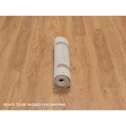 Modern and Contemporary Wool Hand Knotted Rug Ivory 2.7x3.11 -O091261