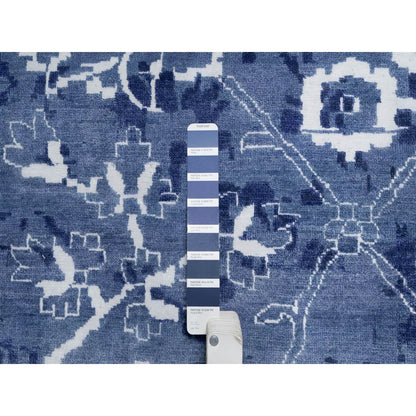 Transitional Wool & Silk Hand Knotted Rug Blue 11.9x15.0 -O091265