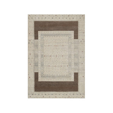 Modern and Contemporary Wool Hand Knotted Rug Ivory 4.11x7.0 -O091267