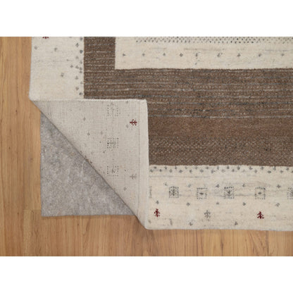 Modern and Contemporary Wool Hand Knotted Rug Ivory 4.11x7.0 -O091267