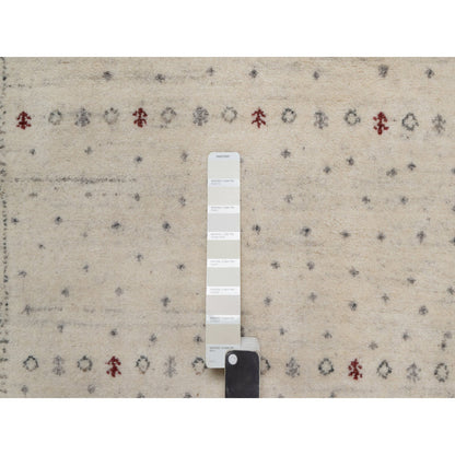 Modern and Contemporary Wool Hand Knotted Rug Ivory 4.11x7.0 -O091267