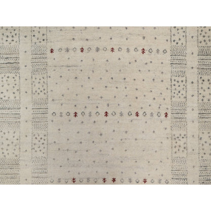 Modern and Contemporary Wool Hand Knotted Rug Ivory 4.11x7.0 -O091267