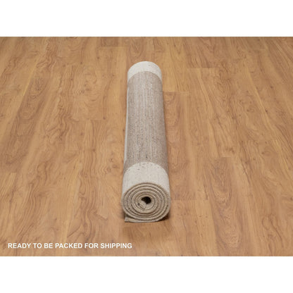Modern and Contemporary Wool Hand Knotted Rug Ivory 4.11x7.0 -O091267