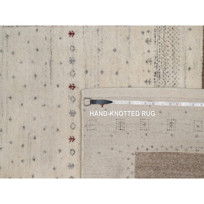 Modern and Contemporary Wool Hand Knotted Rug Ivory 4.11x7.0 -O091267