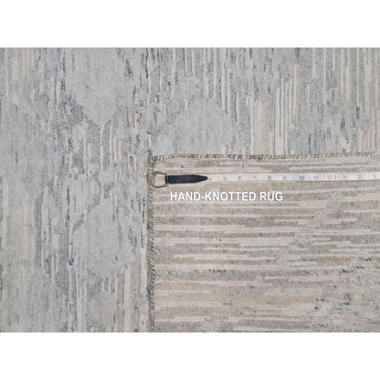 Modern and Contemporary Wool Hand Knotted Rug Grey 3.0x5.3 -O091269