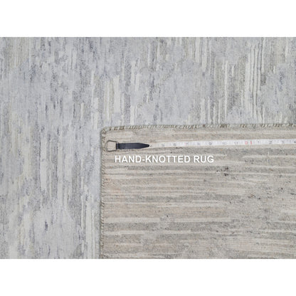 Modern and Contemporary Wool Hand Knotted Rug Grey 4.1x6.0 -O091281