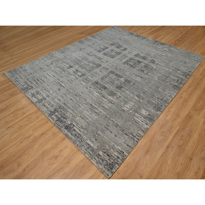 Modern and Contemporary Wool Hand Knotted Rug Grey 8.1x9.11 -O091283