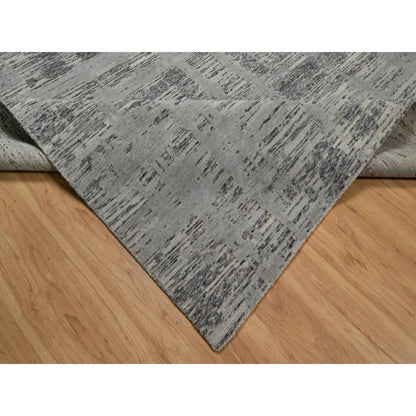 Modern and Contemporary Wool Hand Knotted Rug Grey 8.1x9.11 -O091283