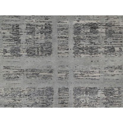 Modern and Contemporary Wool Hand Knotted Rug Grey 8.1x9.11 -O091283