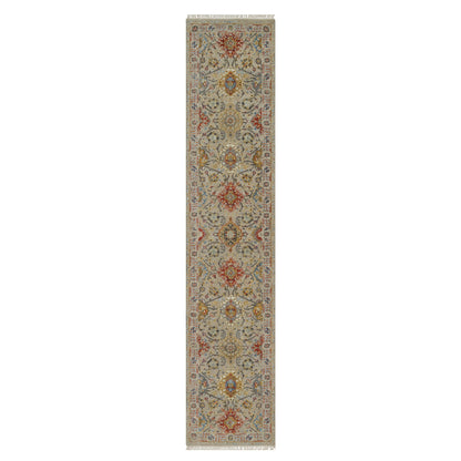 Transitional Wool & Pure Silk Hand Knotted Rug Brown 2.6x11.10 -O091286