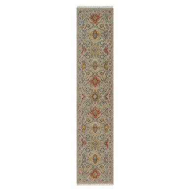 Transitional Wool & Pure Silk Hand Knotted Rug Brown 2.6x11.10 -O091286