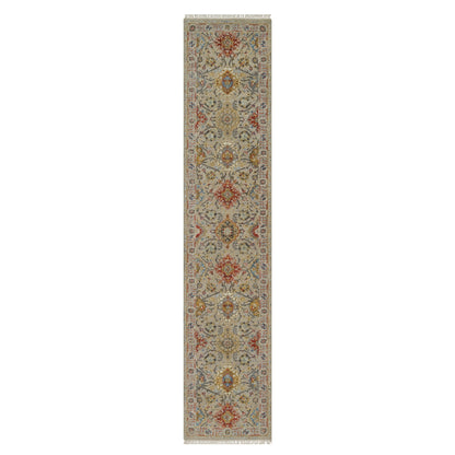 Transitional Wool & Pure Silk Hand Knotted Rug Brown 2.6x11.10 -O091287