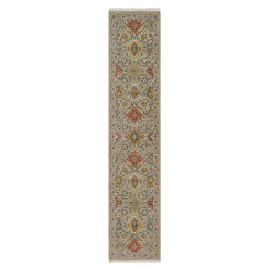 Transitional Wool & Pure Silk Hand Knotted Rug Brown 2.6x11.10 -O091287