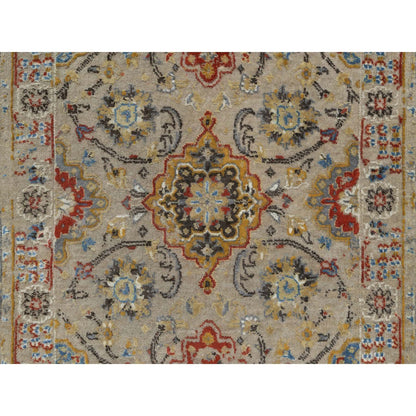 Transitional Wool & Pure Silk Hand Knotted Rug Brown 2.6x11.10 -O091287