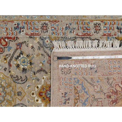 Transitional Wool & Pure Silk Hand Knotted Rug Brown 2.6x11.10 -O091287