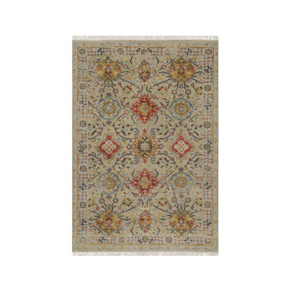 Transitional Wool & Pure Silk Hand Knotted Rug Brown 4.1x5.11 -O091288