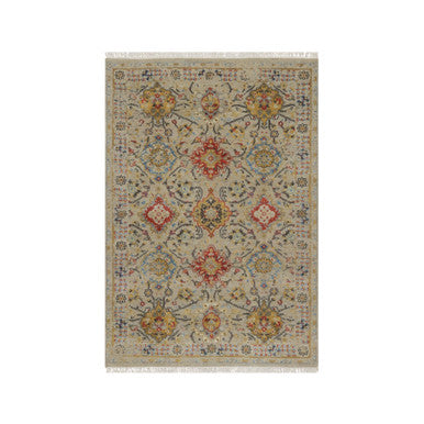 Transitional Wool & Pure Silk Hand Knotted Rug Brown 4.1x5.11 -O091288