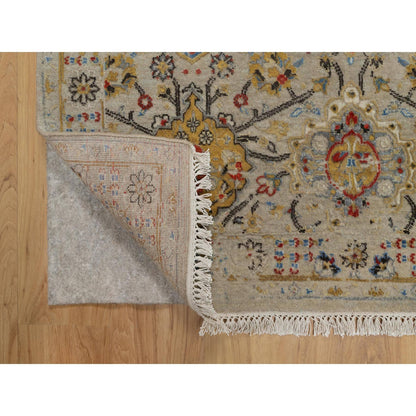 Transitional Wool & Pure Silk Hand Knotted Rug Brown 4.1x5.11 -O091288
