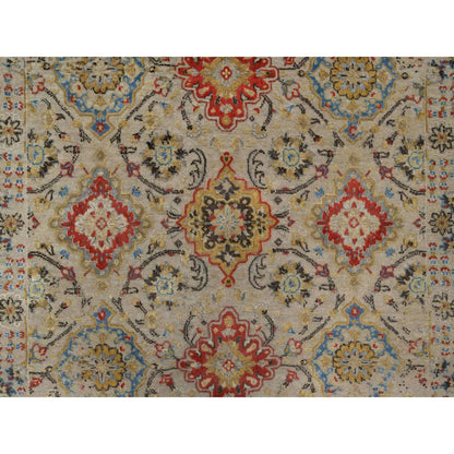 Transitional Wool & Pure Silk Hand Knotted Rug Brown 4.1x5.11 -O091288