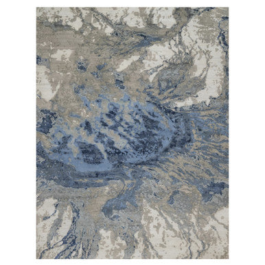 Modern and Contemporary Wool & Silk Hand Knotted Rug Ivory 9.1x12.1 -O091289