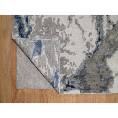 Modern and Contemporary Wool & Silk Hand Knotted Rug Ivory 9.1x12.1 -O091289