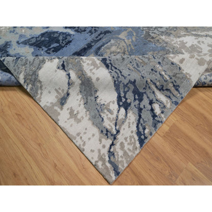 Modern and Contemporary Wool & Silk Hand Knotted Rug Ivory 9.1x12.1 -O091289