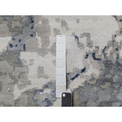Modern and Contemporary Wool & Silk Hand Knotted Rug Ivory 9.1x12.1 -O091289
