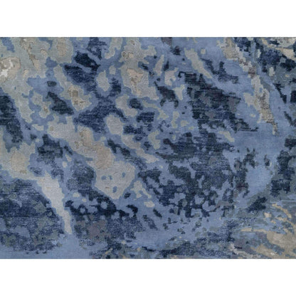 Modern and Contemporary Wool & Silk Hand Knotted Rug Ivory 9.1x12.1 -O091289