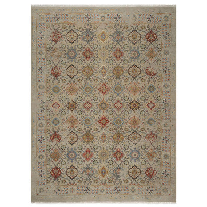 Transitional Wool & Pure Silk Hand Knotted Rug Brown 8.10x11.11 -O091291