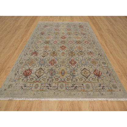 Transitional Wool & Pure Silk Hand Knotted Rug Brown 8.10x11.11 -O091291