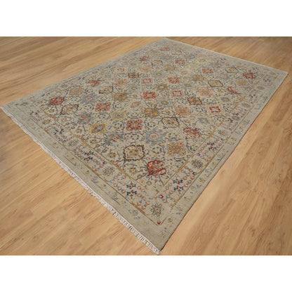 Transitional Wool & Pure Silk Hand Knotted Rug Brown 8.10x11.11 -O091291