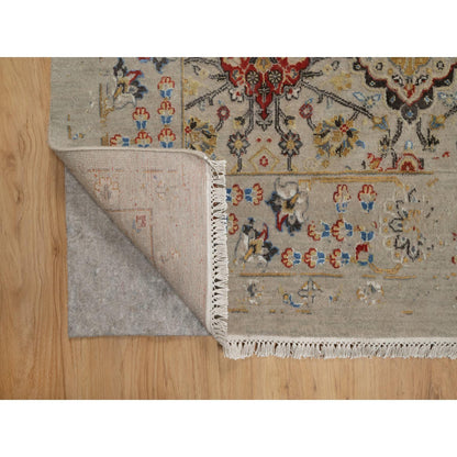 Transitional Wool & Pure Silk Hand Knotted Rug Brown 8.10x11.11 -O091291