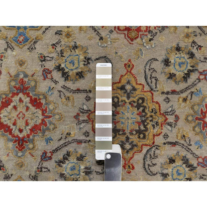 Transitional Wool & Pure Silk Hand Knotted Rug Brown 8.10x11.11 -O091291