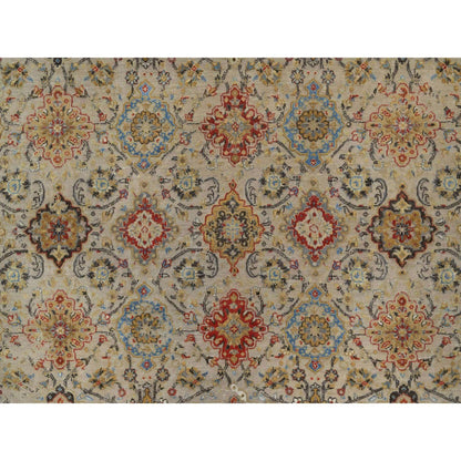 Transitional Wool & Pure Silk Hand Knotted Rug Brown 8.10x11.11 -O091291