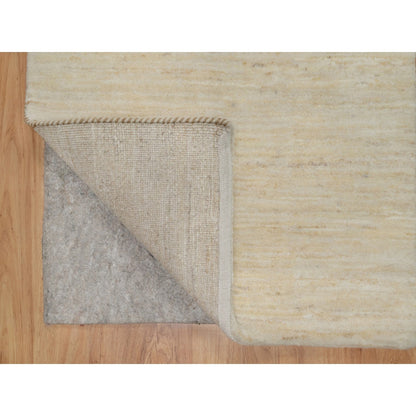 Modern and Contemporary Wool Hand Knotted Rug Ivory 2.4x11.6 -O091293