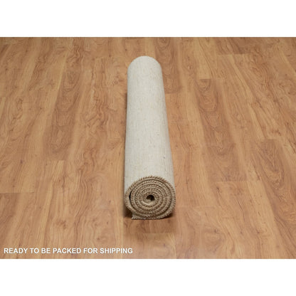 Modern and Contemporary Wool Hand Knotted Rug Ivory 4.9x6.4 -O091294