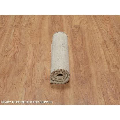 Modern and Contemporary Wool Hand Knotted Rug Ivory 2.0x3.0 -O091295