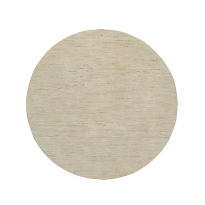 Modern and Contemporary Wool Hand Knotted Rug Ivory 5.0x5.0 -O091296