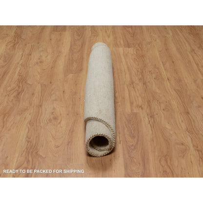 Modern and Contemporary Wool Hand Knotted Rug Ivory 5.0x5.0 -O091296