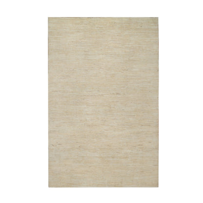 Modern and Contemporary Wool Hand Knotted Rug Ivory 6.3x9.9 -O091297
