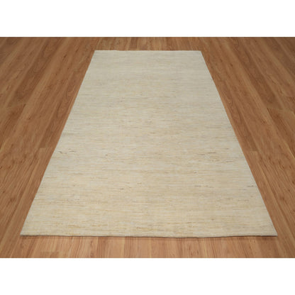 Modern and Contemporary Wool Hand Knotted Rug Ivory 6.3x9.9 -O091297