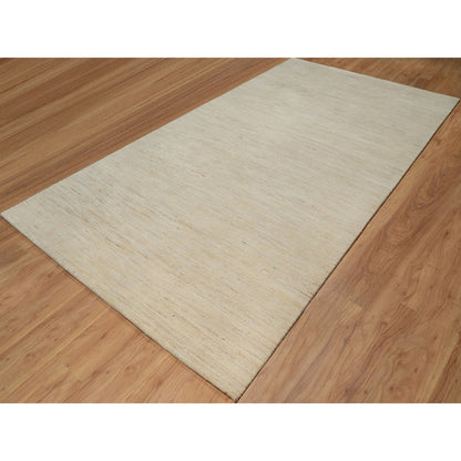 Modern and Contemporary Wool Hand Knotted Rug Ivory 6.0x11.10 -O091298