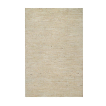 Modern and Contemporary Wool Hand Knotted Rug Ivory 6.4x9.9 -O091302