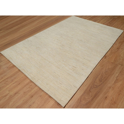 Modern and Contemporary Wool Hand Knotted Rug Ivory 6.4x9.9 -O091302