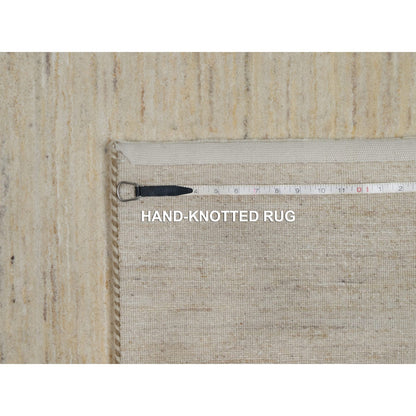 Modern and Contemporary Wool Hand Knotted Rug Ivory 6.11x7.1 -O091303