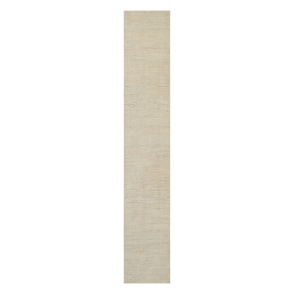 Modern and Contemporary Wool Hand Knotted Rug Ivory 2.8x15.11 -O091304