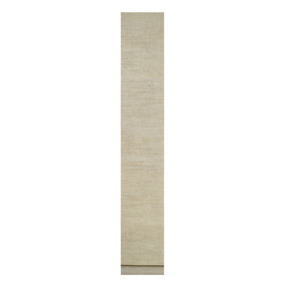 Modern and Contemporary Wool Hand Knotted Rug Ivory 2.6x17.8 -O091305