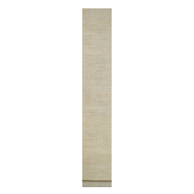 Modern and Contemporary Wool Hand Knotted Rug Ivory 2.6x17.8 -O091305