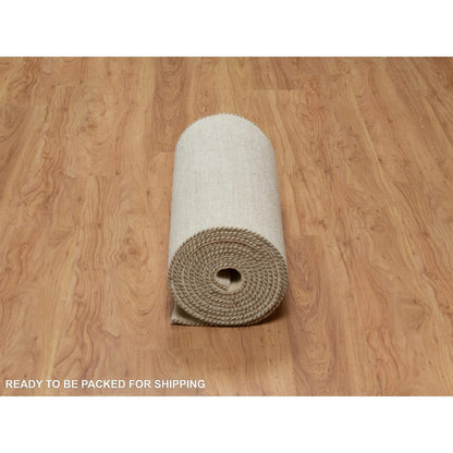 Modern and Contemporary Wool Hand Knotted Rug Ivory 2.6x17.8 -O091305