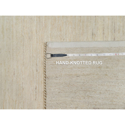 Modern and Contemporary Wool Hand Knotted Rug Ivory 2.6x17.8 -O091305